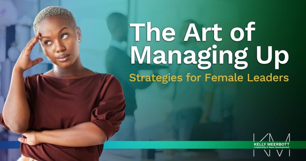 The Art of Managing Up for Female Leaders How to Navigate Mansplaining & Protect Your Career Pictured: a black woman with short hair looks annoyed while two men chat behind her.