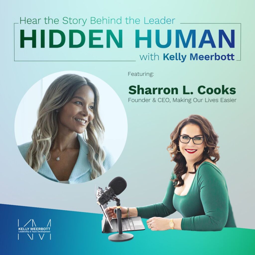 Unleashing the Mermaid: Empowering Women with Sharron L. Cooks, CEO of Making Our Lives Easier, joins Kelly Meerbott on the podcast. Image shows Kelly sitting by microphone and Sharron in a circle frame pic.